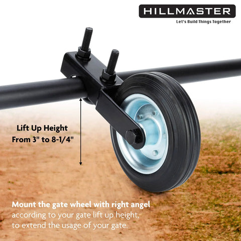 Heavy Duty Gate Wheel Caster Kit For Chain Link Fence Swing Gates Fits One And Five Eighths To Two Inch Gate Frames With Rubber Tire Wheel And Solid Steel Plate Black Powder Coat Finish For Outdoor Use