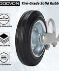Heavy Duty Gate Wheel Caster Kit For Chain Link Fence Swing, 6 Inch Wheel, steel plate, black finish, close-up view.