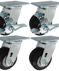 Enhanced 4" x 2" Heavy Duty Caster Kit That fits on Genie Lifts, Identical to Genie Caster 57736GT (2 with Brake, 2 Without) shown in four-pack