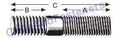 Diagram of a Pack Of 10 Grade 8 Double End Studs 9/16-18 SAE And 9/16-12 USS 3 In, showing dimensions and threads on both ends.