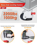 Heavy Duty Leveling Casters With 360 Degree Swivel And Upgraded Handle, showing carbon steel top and die-cast forming details