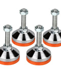 Heavy Duty Adjustable Leveling Feet Set for Workbenches Machines and Cabinets, 4 Pack, 2.36 Inch Base Diameter, M12 Thread, Chrome Plated Steel