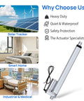 Side view of ECO-WORTHY 12V DC 6-inch stroke linear actuator with mounting brackets