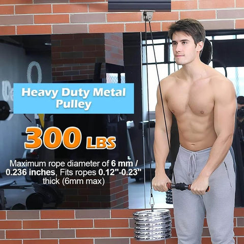 Man using Small Pulley Block, 4 Pack 304 Stainless Steel Pulley Wheel, Heavy Duty Silent Metal Pulley for gym exercise