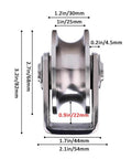 Front view of Pulley,Pulley Wheel, 2pcs Heavy Duty Track Pulley,304 Stainless Steel Translation Directional Roller with dimensions in mm