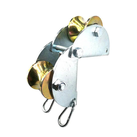 Pulley Hoist; Lifting Pulleys; Pulley System for Lifting; galvanized steel frame with hooks.