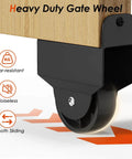 Heavy Duty Gate Wheel for Sliding Gate Hardware Kit with Wooden Panel, showing smooth sliding and wear-resistant features.