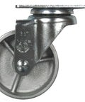 Transmission Hoist Caster - 3-1/2" Steel Wheel Caster - 300 Lbs Capacity, side view showing steel wheel and bolt hole pattern.