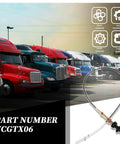 6 Ft Vernier Adjustable Locking Throttle Cable For PTO And Dump Applications With Stainless Core shown next to semi-trucks