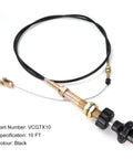 Heavy duty vernier lock cable delivers precise throttle control with a durable dual ball lock mechanism, 10 ft length, black color.