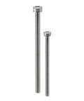 Two SNSS-M10-60-FT NBK Hex Socket Head Cap Screws in full thread, showing their smooth surface, Made in Japan, designed for mechanical systems.