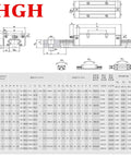 Technical diagram of Two 700mm HGR20 Linear Guide Rails With RM1605 700mm Ballscrew Kit featuring specifications for CNC routers
