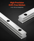 Close-up view of HGR20 Linear Rail Kit, featuring two precision 600mm rails for CNC routers, lathes, milling machines, and 3D printers.