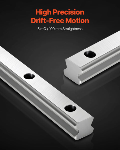 Close-up view of HGR20 Linear Rail Kit, featuring two precision 600mm rails for CNC routers, lathes, milling machines, and 3D printers.