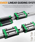 HGR25 Linear Guide Rail Kit with 2pcs 600mm Rails and 4 HGH25CA Blocks, Bearing Steel Construction, green-black design shown