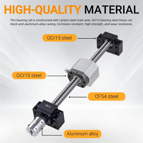 SFU1605 1500mm Anti Backlash Ballscrew Kit With Ball Nut Machining End Supports BF12 BK12 And Couplers for CNC precision