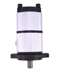 Front view of HOLDWELL 10T Hydraulic Gear Pump 67051095 67051100 compatible with Casappa PLP20.7,2-01W4LOD/OC, black and silver casing