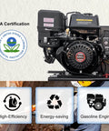 HPDMC 13HP Gas Powered Air Compressor, 3-Cylinder, 30 Gallon Horizontal Tank, engine close-up with EPA certification