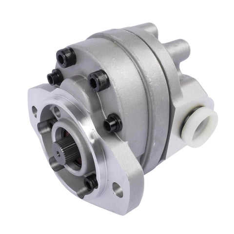 Front view of Getanye Hydraulic Gear Pump 7000311 Replacement for Bobcat S70 Skid Loader, showing metal casing and bolt fittings.