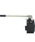 LiGuVCY Hydraulic Piston Hand Pump with Changeover Valve for Double Acting Cylinder, manual hydraulic pump with steel tank, side view