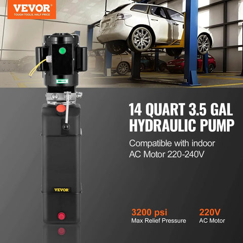 Hydraulic Pump 2950 PSI 60HZ Hydraulic Power Unit 3 HP 220V Hydraulic Power Pack for 2 & 4 Post Lifts with car in background