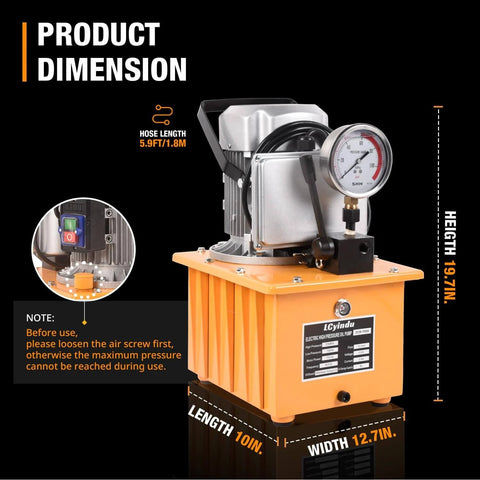 Hydraulic Electric Pump 8.4Quart 2.1Gallon Single Acting Manual Valve 8L Hydraulic Power Pack Cylinder Electric Portable Pump ZCB-700A