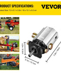 Bestauto Hydraulic Wood Splitter Pump 3000 PSI 2 Stage Log Splitter Pump 13 GPM showing product dimensions and usage examples
