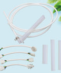 All in one ice maker replacement kit for Electrolux Frigidaire top freezers tubing and connectors on blue background