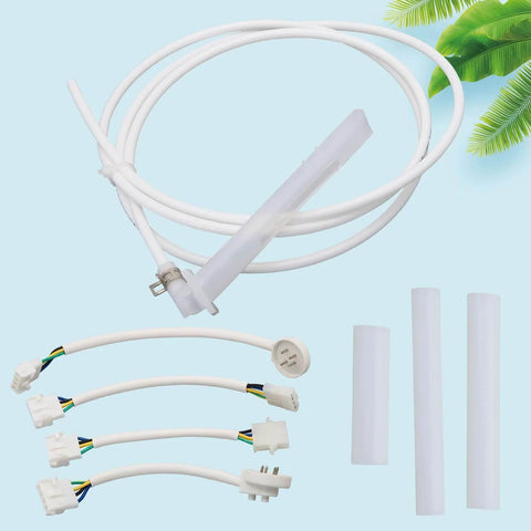 All in one ice maker replacement kit for Electrolux Frigidaire top freezers tubing and connectors on blue background