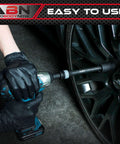 Using 1/2in Drive Impact Socket Set Metric 17-22mm on car lug nut with torque stick extension limiter 90-120 ft/lb