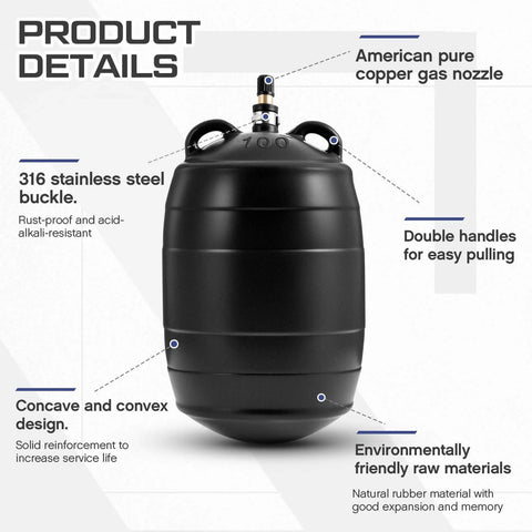 Inflatable Pipe Plug for Sewer Test and Pipeline Inspection 4 Inch Thick Natural Rubber Plumbing Ball with features labeled