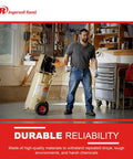 Man in workshop moving Ingersoll Rand P1.5IU-A9 2hp 20 gal Single-Stage Compressor (115/1) 42663401 on its wheels