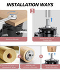 Installation steps for Leveling Casters Set Of 4 For Workbenches, Heavy Duty Stem Caster Wheels With T Nuts, Adjustable Retractable Swivel Industrial Castors With Ratchet Handle, Load Capacity 2200 Lbs, Stem Size Half Inch And M12 showing pipe mounting and T-nut insertion