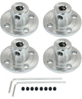 Rugged 4mm flange shaft couplings in a 4-pack provide precise, secure alignment for RC motors with iron construction and M1.5 wrench set.
