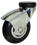 Close-up of IV Pole Replacement Casters - Set of 5 showing a 3-inch chrome caster with a black wheel for hospital poles.