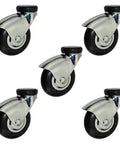 Set of 5 IV Pole Replacement Casters with 3-inch chrome wheels for hospital use