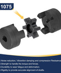 uxcell 3-piece L-jaw coupling set for 1/2 in–5/8 in shafts, Buna-N rubber spider, black hubs
