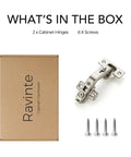 135 Degree Concealed Kitchen Cabinet Hinges For Bi Fold Doors, 2 Pack, box with screws and hinge, Ravinte packaging