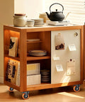 Wooden kitchen cart on Heavy Duty 4 Inch Caster Wheels Set of 4 with Locking Swivel Casters for Furniture, Workbenches and Carts.