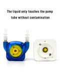 KPHM100-HB low flow small peristaltic pump 12V dc motor showing tube contact for contamination-free dosing