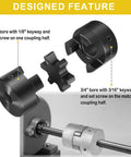 This L-Jaw flexible coupling set ensures smooth, backlash-free power transfer between 1/2 and 3/4 inch shafts with keyways and set screws