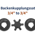 Three Quarter Inch L Jaw Flexible Coupling Set with Buna NBR Spider for Torque Transmission, showing components.