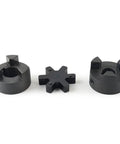 Durable L-Jaw 3/4 to 1 Inch Coupling Set with Buna N Rubber Spider in 3-piece HT250 steel design for heavy machinery torque transfer