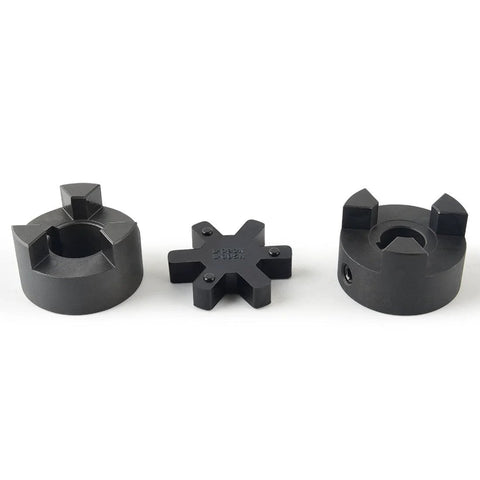 Durable L-Jaw 3/4 to 1 Inch Coupling Set with Buna N Rubber Spider in 3-piece HT250 steel design for heavy machinery torque transfer