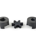 Durable L-Jaw 3/4 to 1 Inch Coupling Set with Buna N Spider, HT250 steel, 3-piece design, for torque transfer in machinery