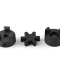 Efficient torque transfer and vibration dampening with the L090 3-Piece L-Jaw Coupling Set, featuring Buna N rubber insert, HT250 steel halves.