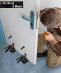 Worker using ✝️ Labor Saving Arm Jack(2 Pcs),Height Lifting Device to install door for smooth motion and stable alignment