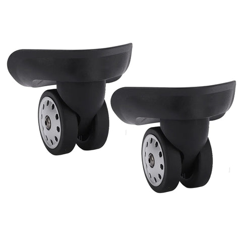 One Pair Large Size Luggage Wheel Casters For Suitcases And Travel Bags Replacement, shown in black PP and PET material, front view.