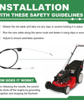 Installation guide for Heavy Duty Control Cable 946-1130 Direct Replacement for Riding Lawn Mowers with image of cable and mower.
