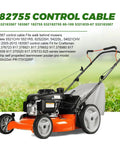 Engine safety cable, 61.5 inches long on lawn mower for Husqvarna Sears Craftsman Poulan, shown installed with handle bail.